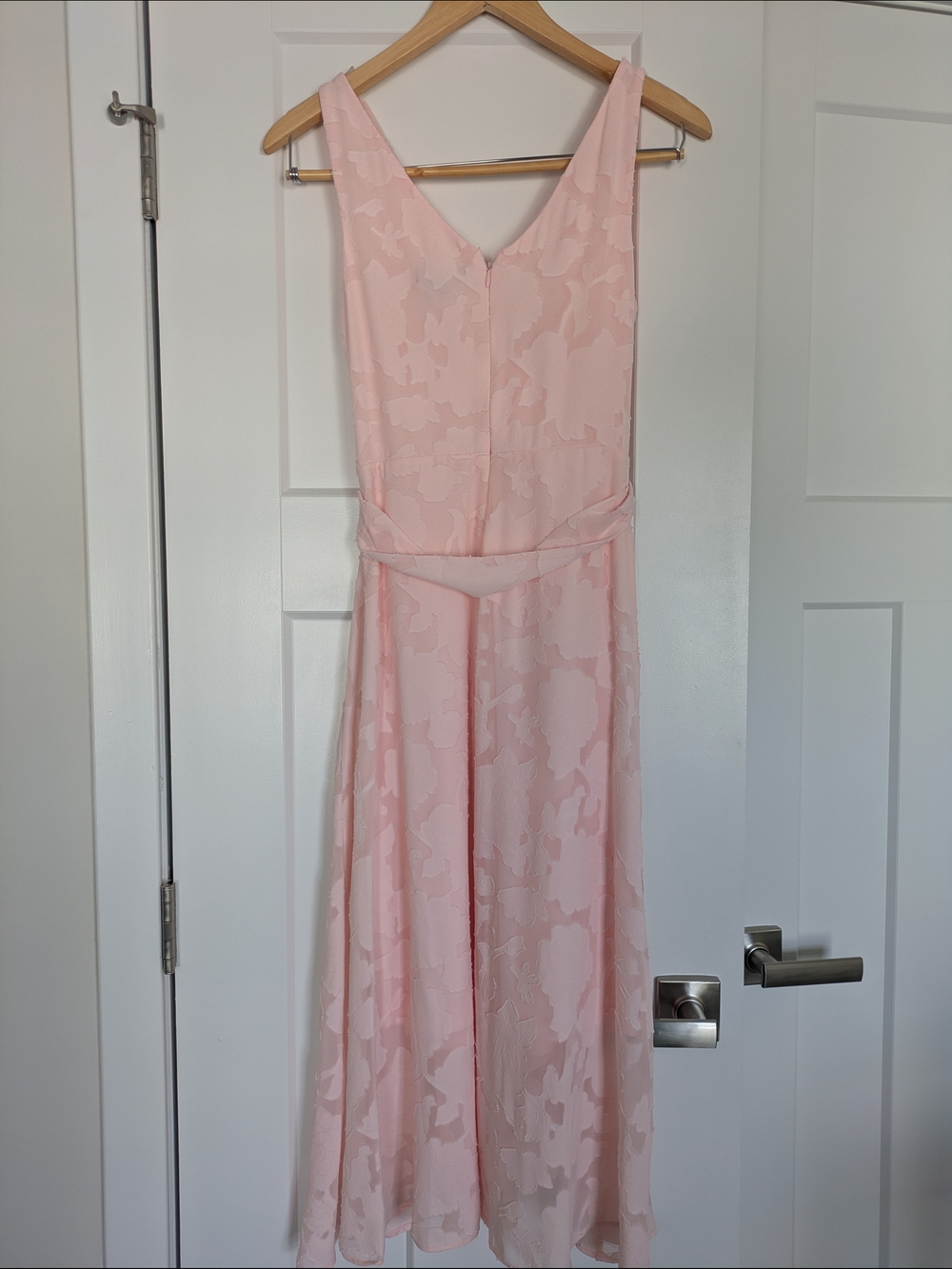 DKNY Pale Pink Floral Jacquard Midi Dress